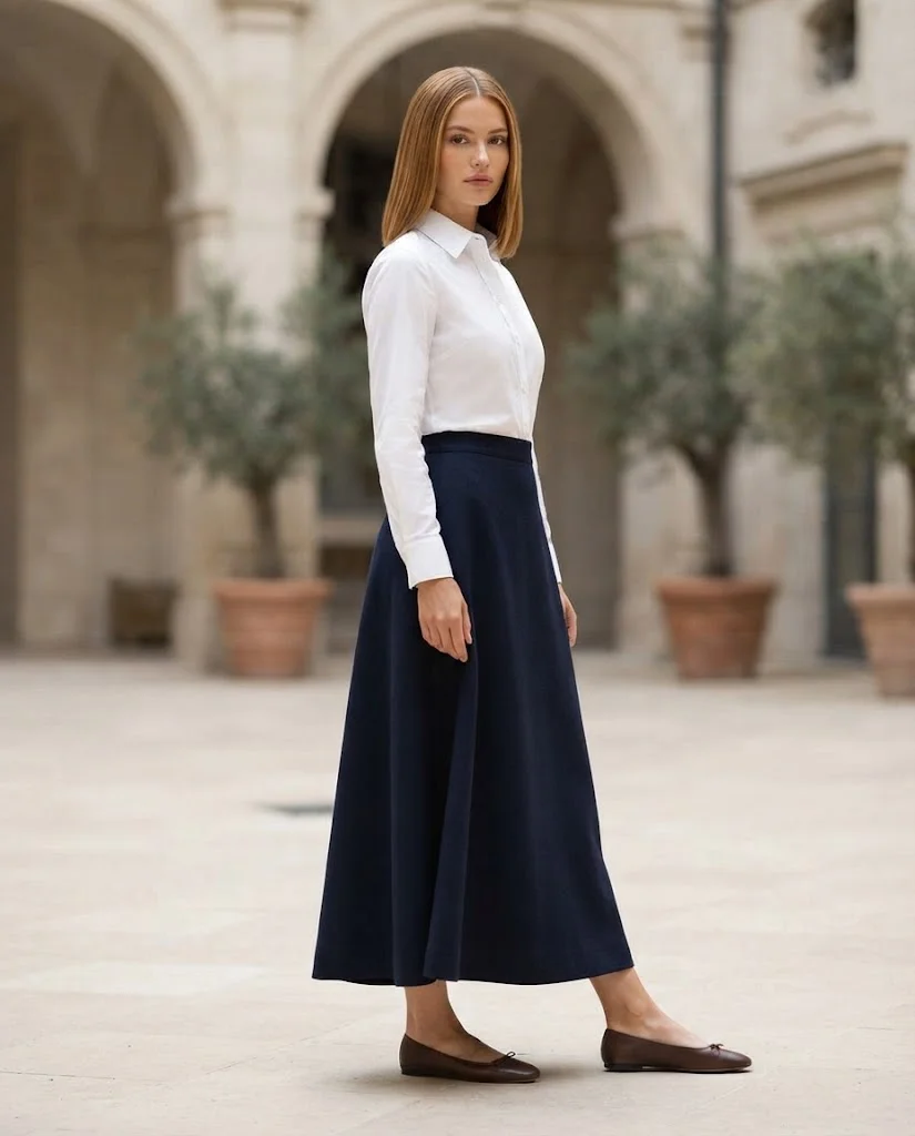 Old Money Outfits With Long Skirts: 20+ Elegant Ideas 24 woman wearing a A-Line Long Skirts