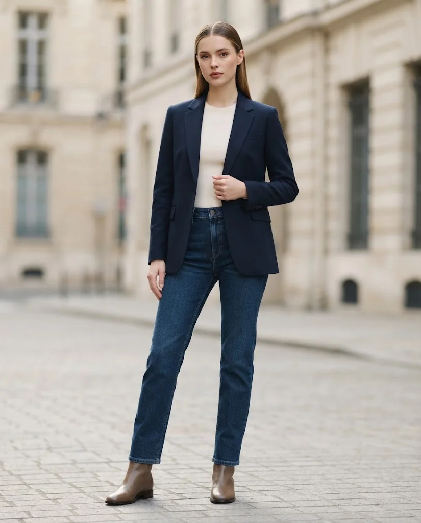 Women Wearing a  Blazers With Boots