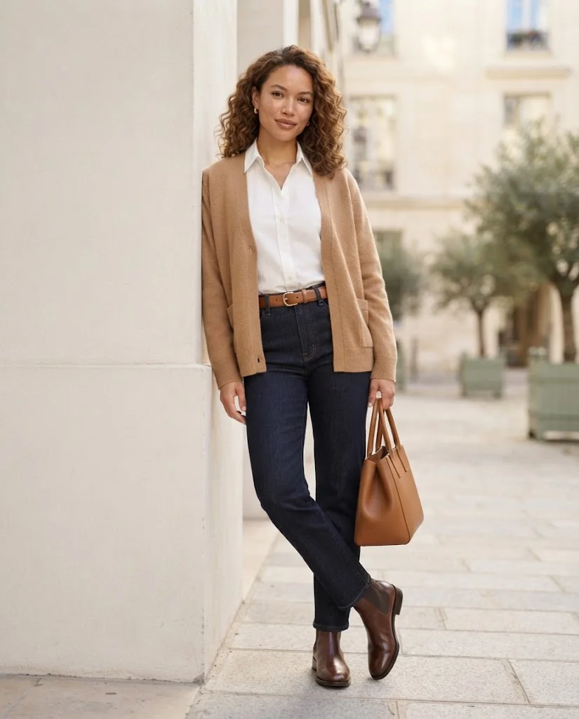  Women Wearing a Brown Chelsea Boots With Straight-Leg Jeans
