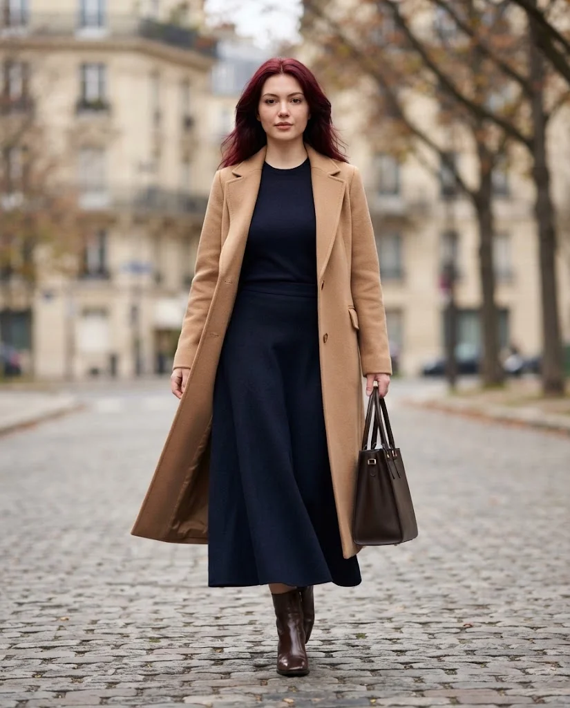 Old Money Outfits With Skirt: 20+ Elegant Outfit Ideas 27 Women Wearing a Camel Coat and Long Skirt