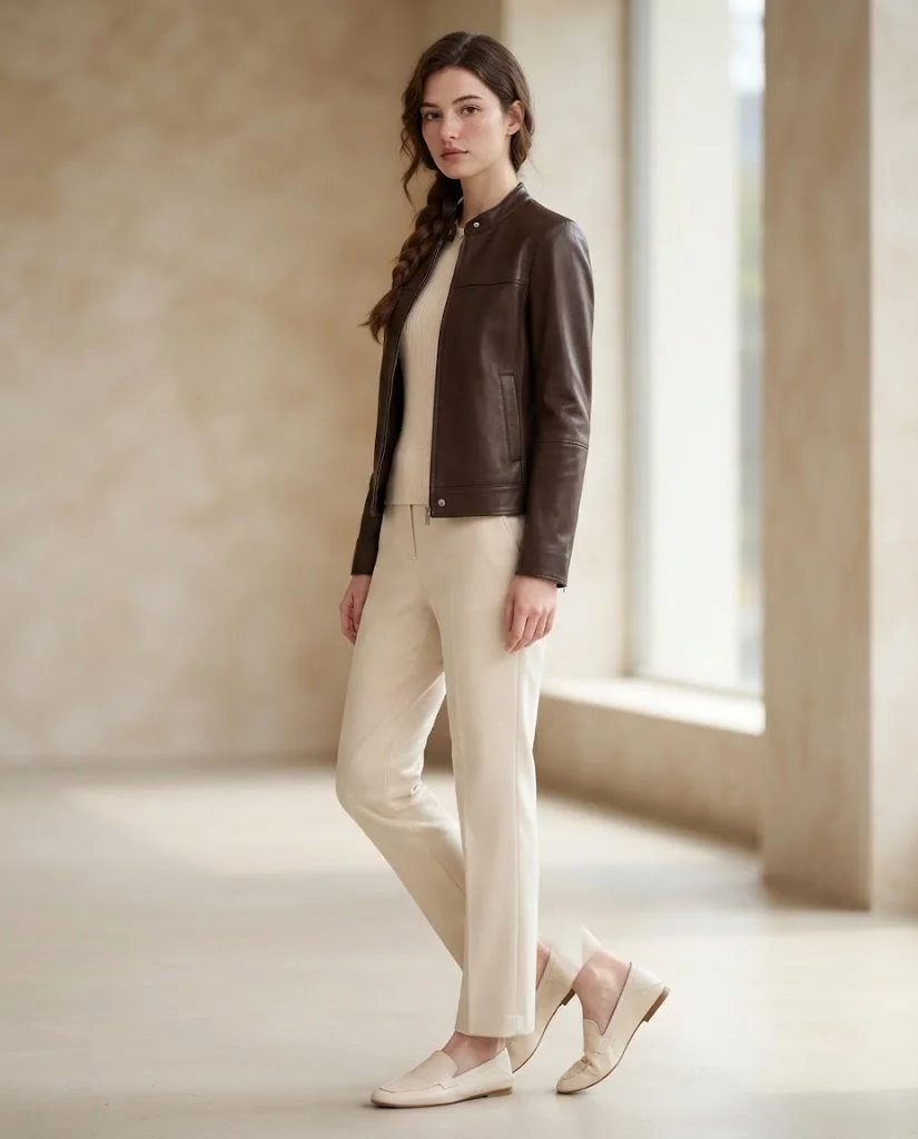 Old Money Leather Jacket with Classic Leather Colors