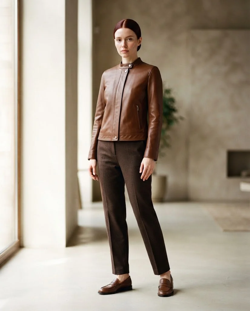 Old Money Leather Jacket with Clean Silhouette