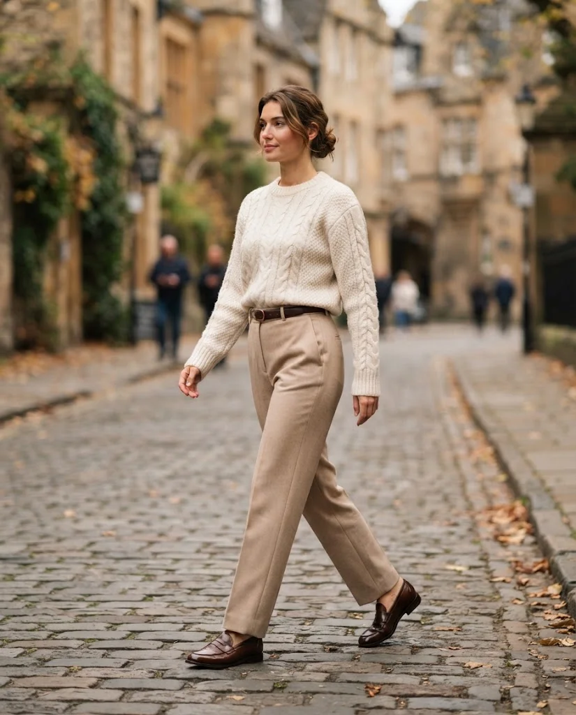 Women Wearing a Cream, Ivory, and Beige Fall Color Palette Outfits