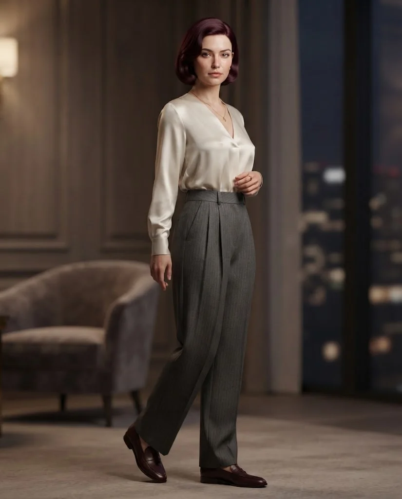Women Wearing a Old Money Pants Outfits for  Dinner Outfits