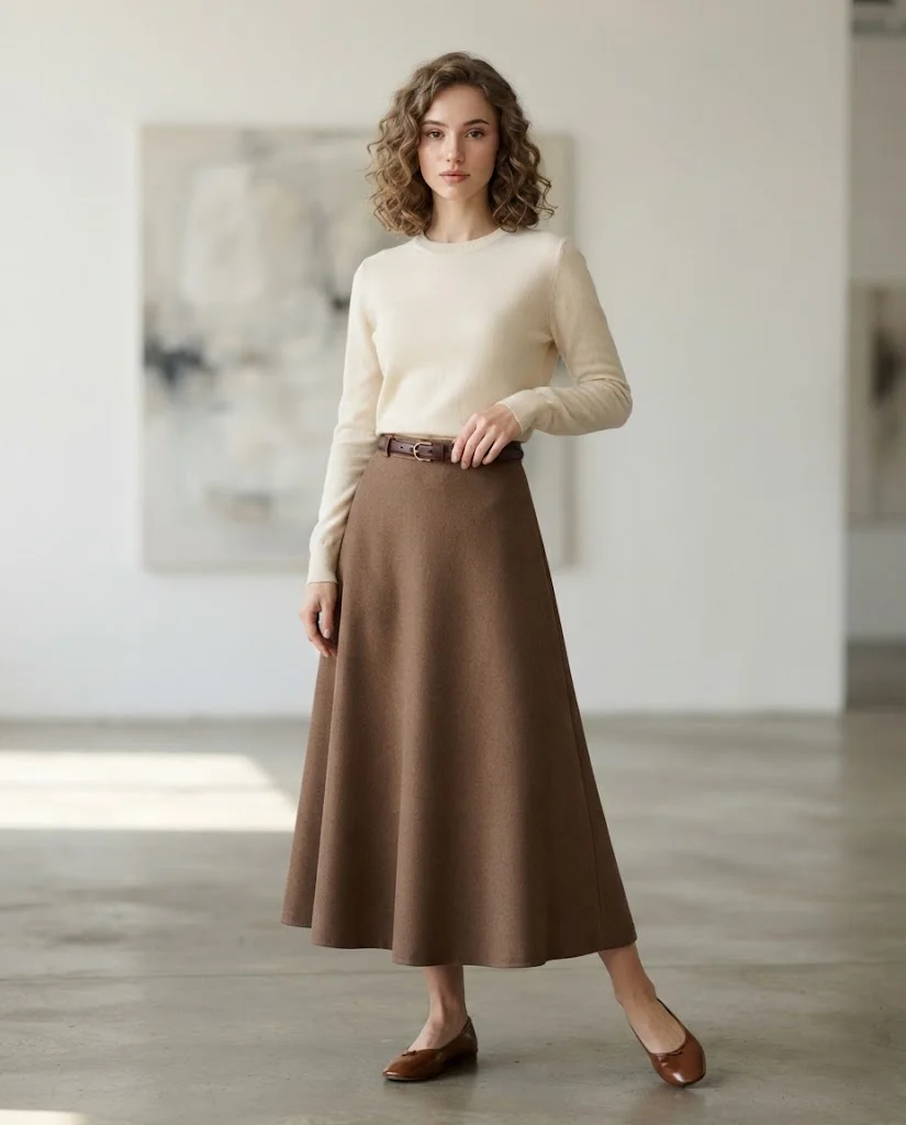 Old Money Outfits With Skirt: 20+ Elegant Outfit Ideas 28 Women Wearing a Fine-Knit Sweater and A-Line Skirt