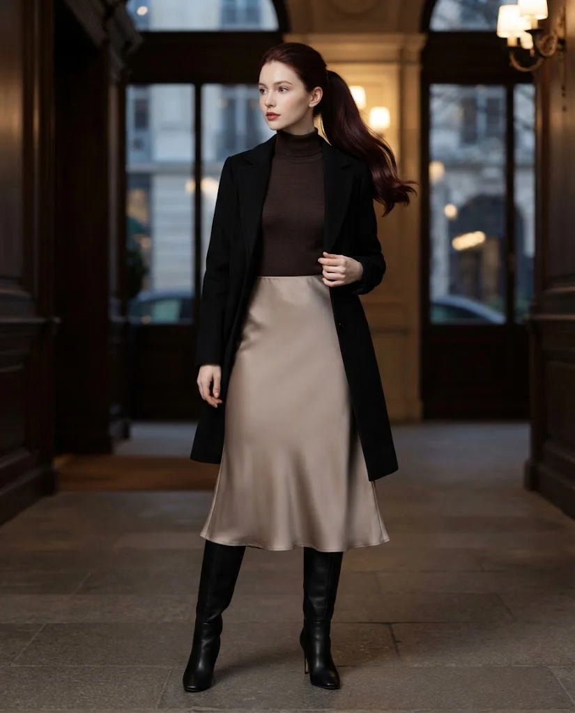 Women Wearing a Old Money Boots For Dinner