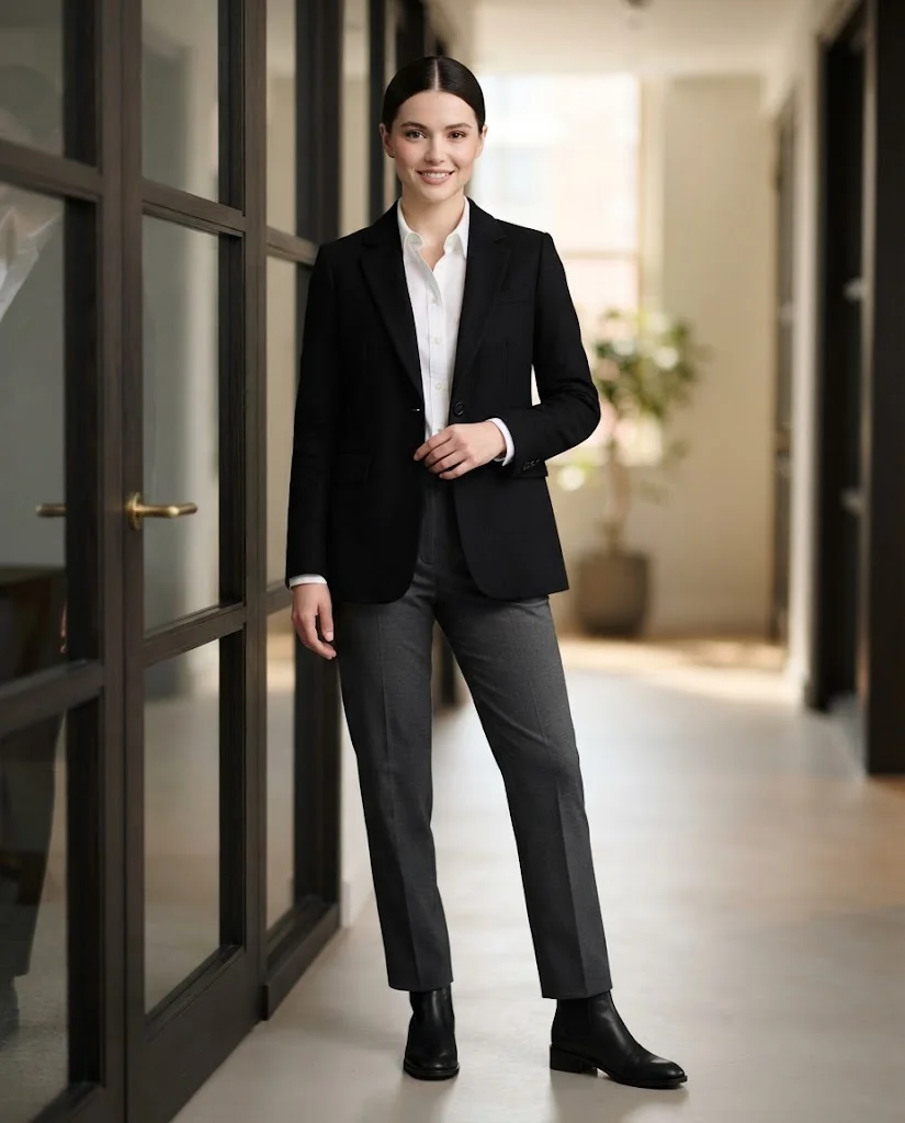 Women Wearing a Old Money Boots For Work