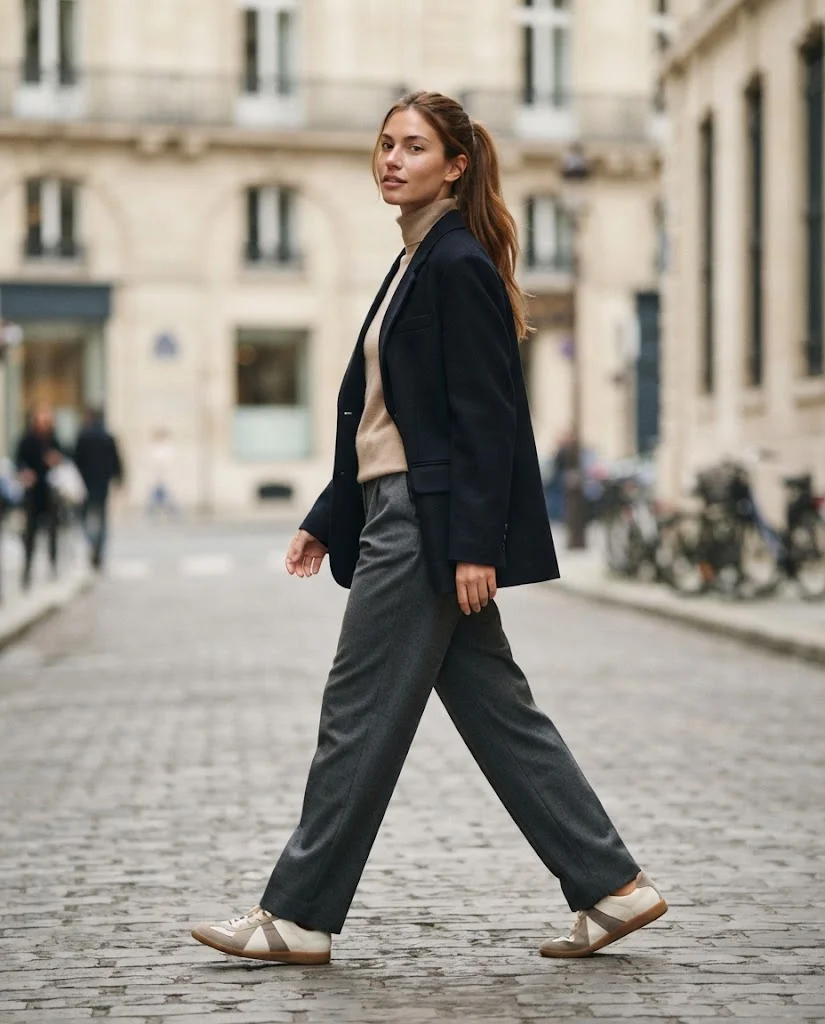 Old Money Outfits With Sneakers: 20+ Classy Outfit Ideas 6 Women Wearing a Neutral Retro Sneakers for Old Money Outfits