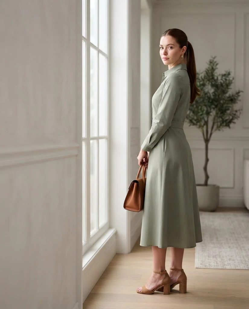 women wearing  Burgundy Cardigan With Ivory Pleated Skirt