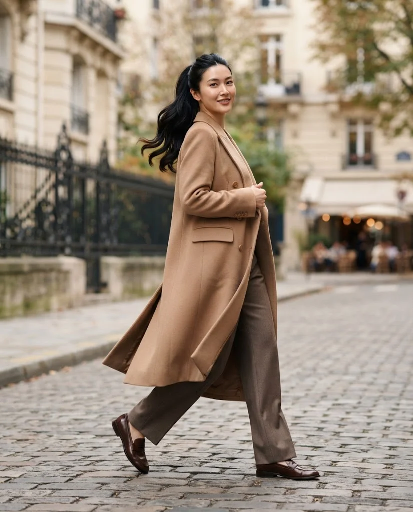 Women Wearing a Structured Coats With Old Money Pants