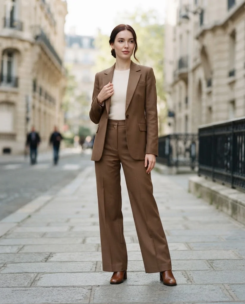 Women Wearing a Tailored Trousers With Boots