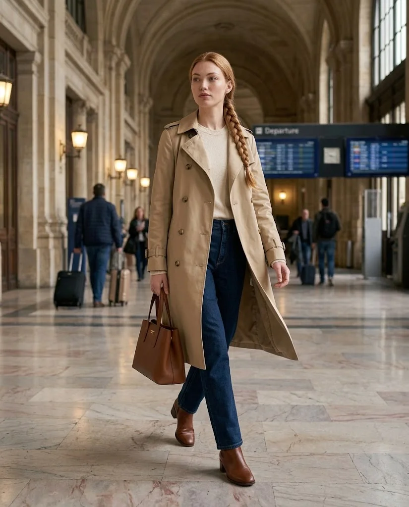 Old Money Outfits With Jeans: 20+ Polished Outfit Ideas 22 Women Wearing a Trench Coat and Dark Jeans
