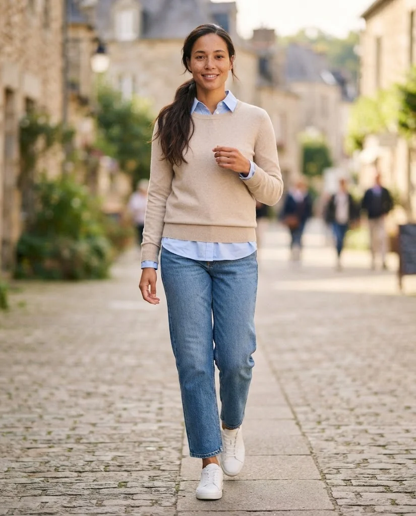 Old Money Outfits With Sneakers: 20+ Classy Outfit Ideas 2 Women Wearing a White Low-Top Sneakers for Old Money Outfits