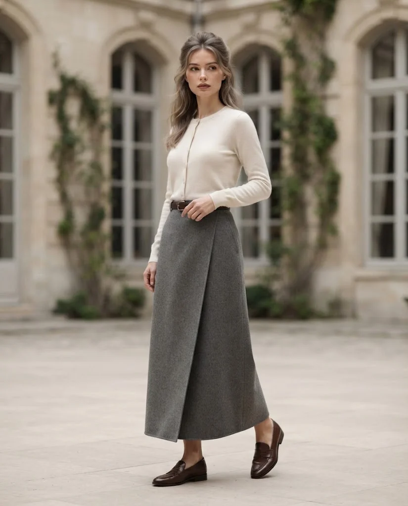 Old Money Outfits With Long Skirts: 20+ Elegant Ideas 27 woman wearing a Wrap Long Skirts