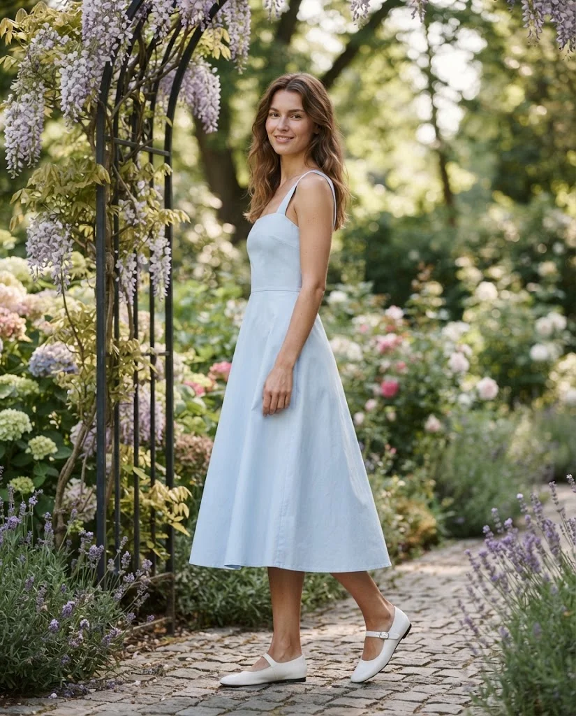 women wearing A Minimalist Cotton Sundress