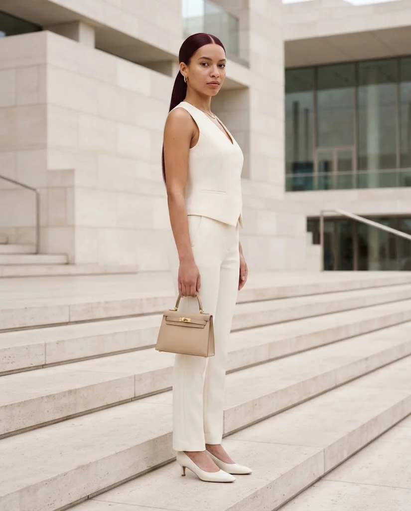 women wearing A Structured Vest With Tailored Pants