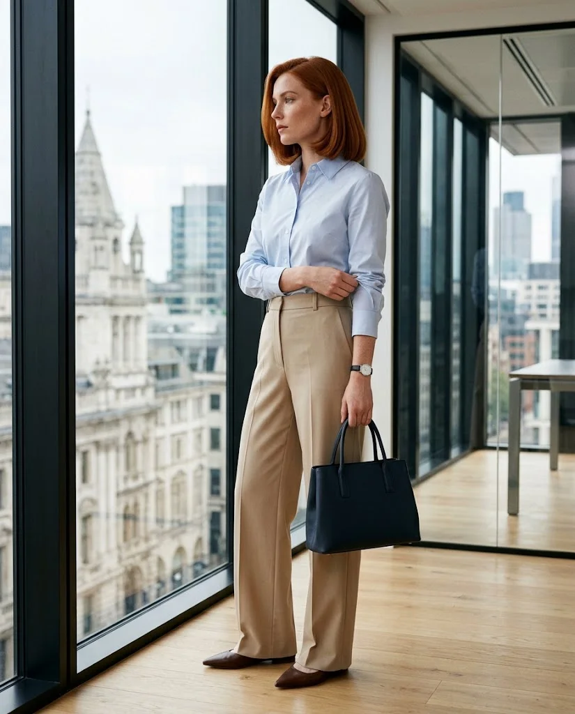 women wearing Button-Down Shirt With Wide-Leg Pants