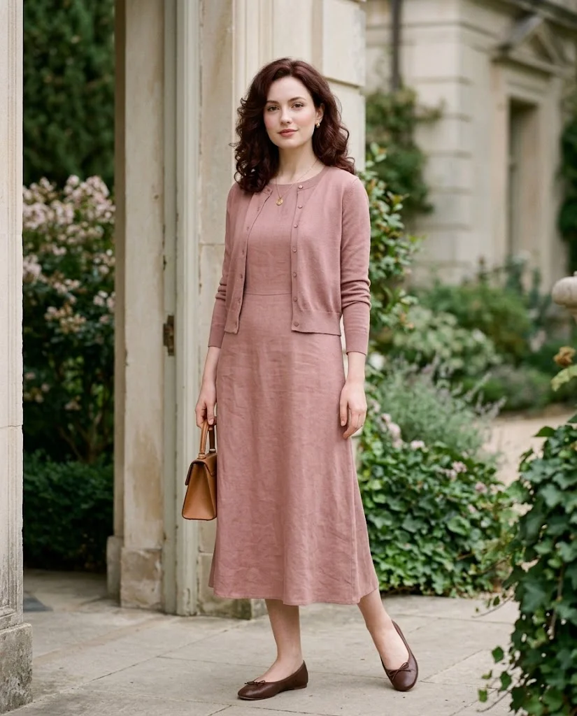 women wearing Cardigan With a Midi Dress