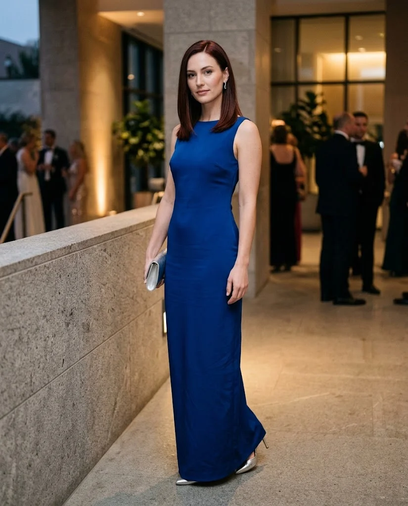 women wearing Cobalt Blue Column Dress
