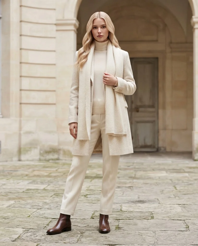 women wearing Cream Monochrome Winter Look
