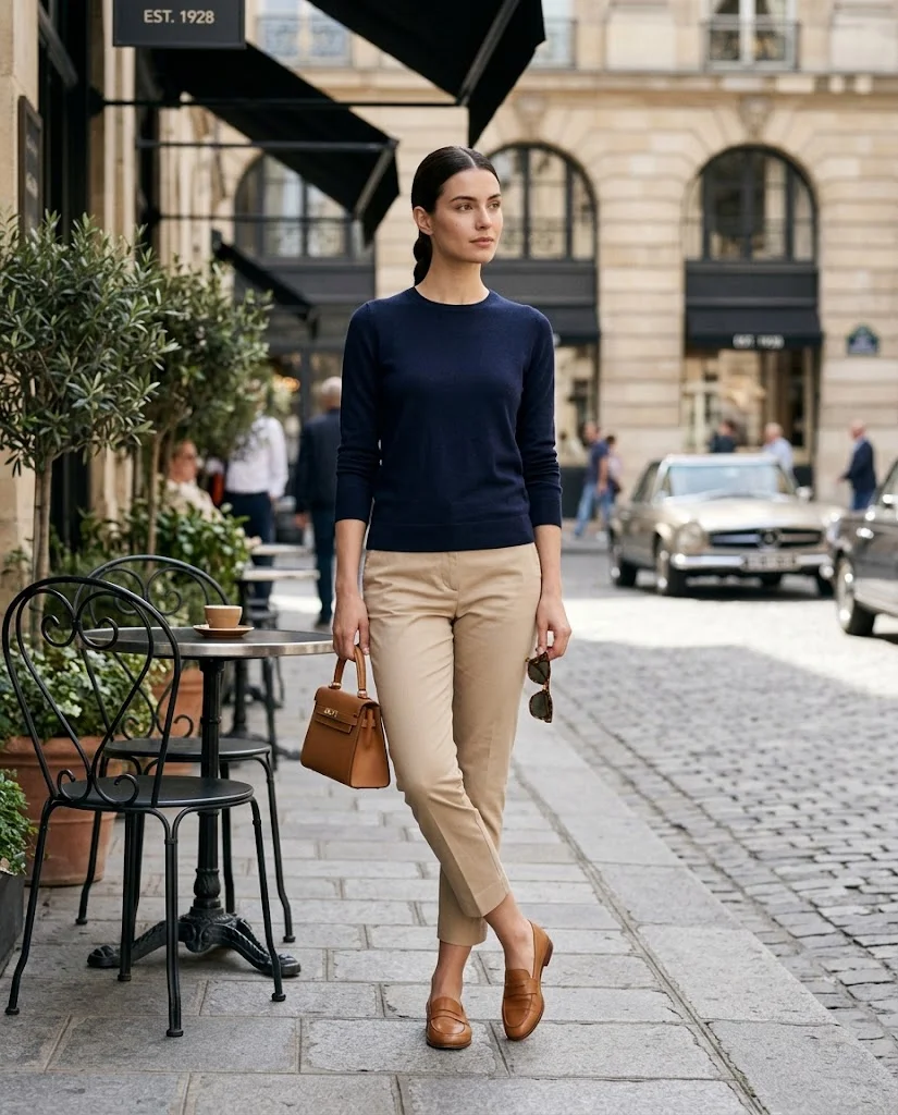 Casual Old Money Outfits for Women: 20+ Chic & Polished Ideas 19 women wearing Lightweight Sweater With Cropped Chinos