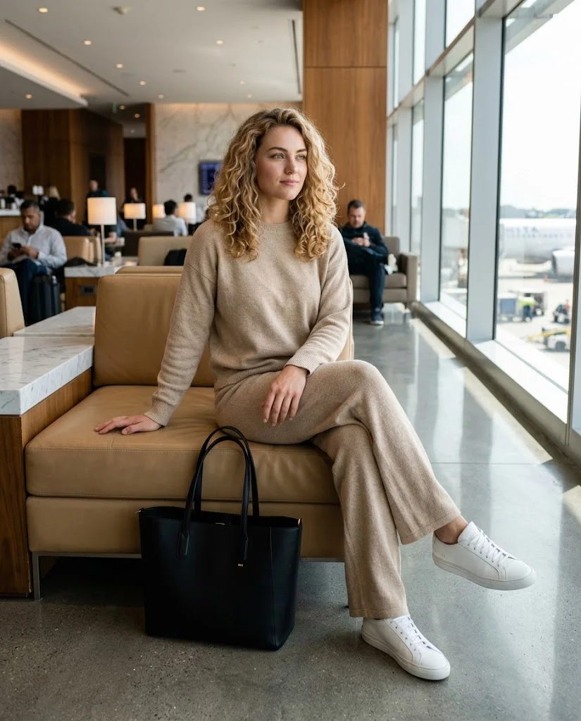 Old Money Airport Outfits: 20+ Chic Travel Looks for Women 5 women wearing Matching Knit Set in a Neutral Shade