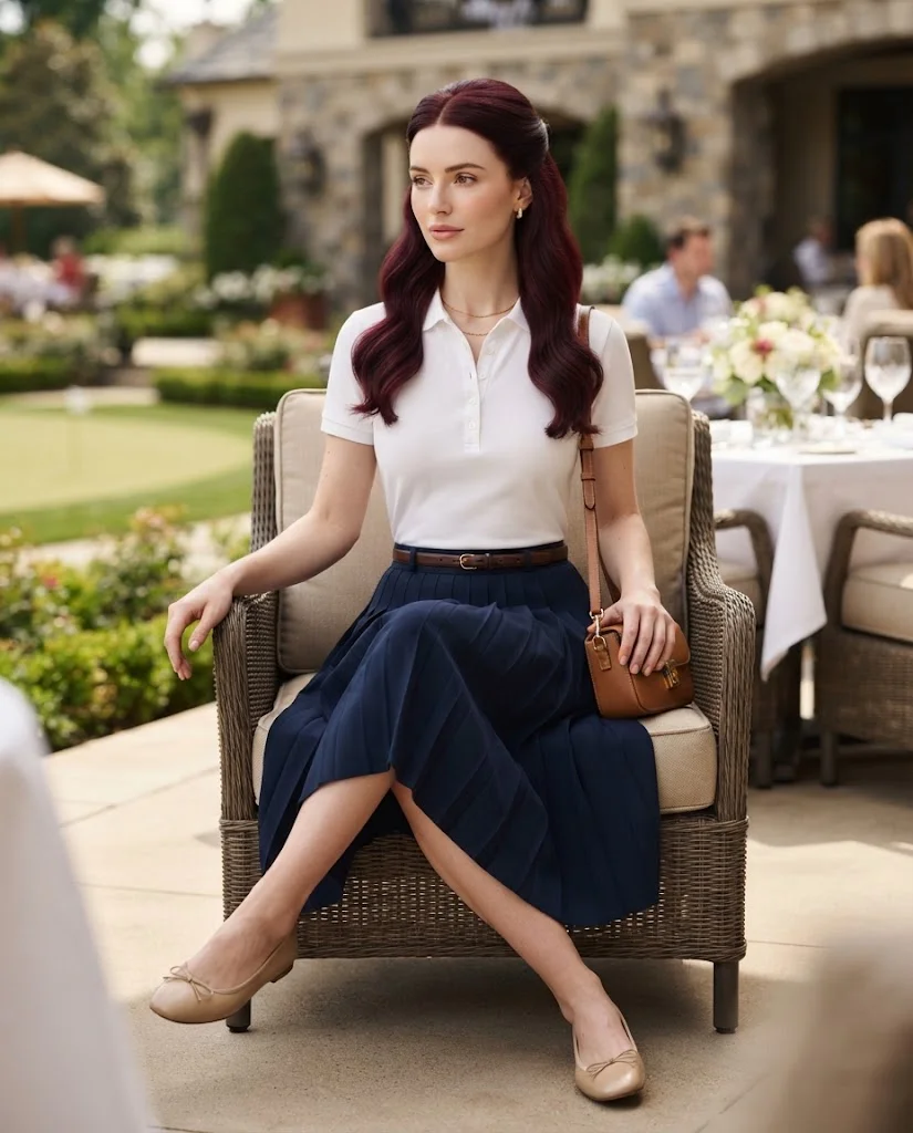 Old Money Brunch Outfits: 20+ Chic Ideas for Women 17 women wearing Polo Shirt With a Pleated Skirt