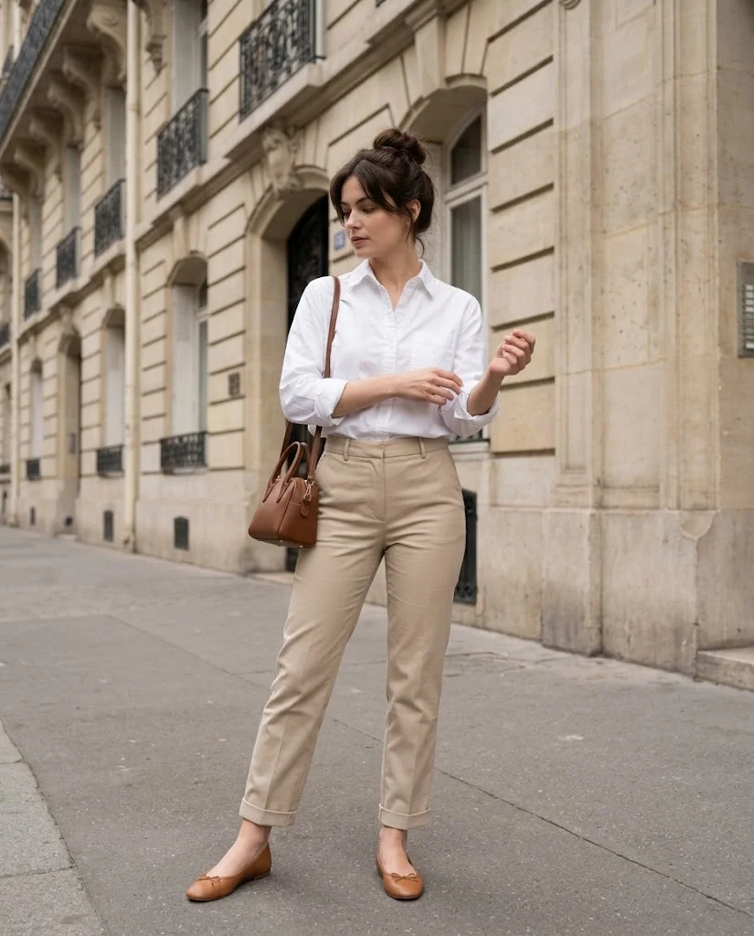 Casual Old Money Outfits for Women: 20+ Chic & Polished Ideas 9 women wearing Relaxed Oxford Shirt With Straight Trousers
