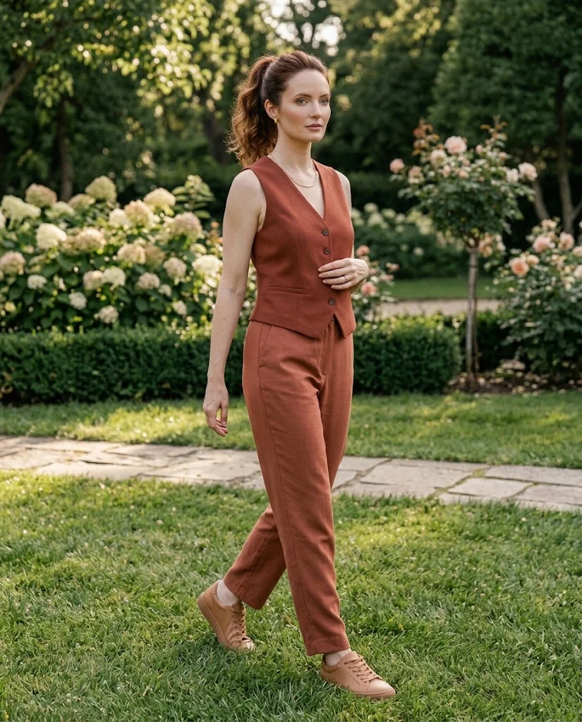 women wearing Tailored Vest With Relaxed Trousers