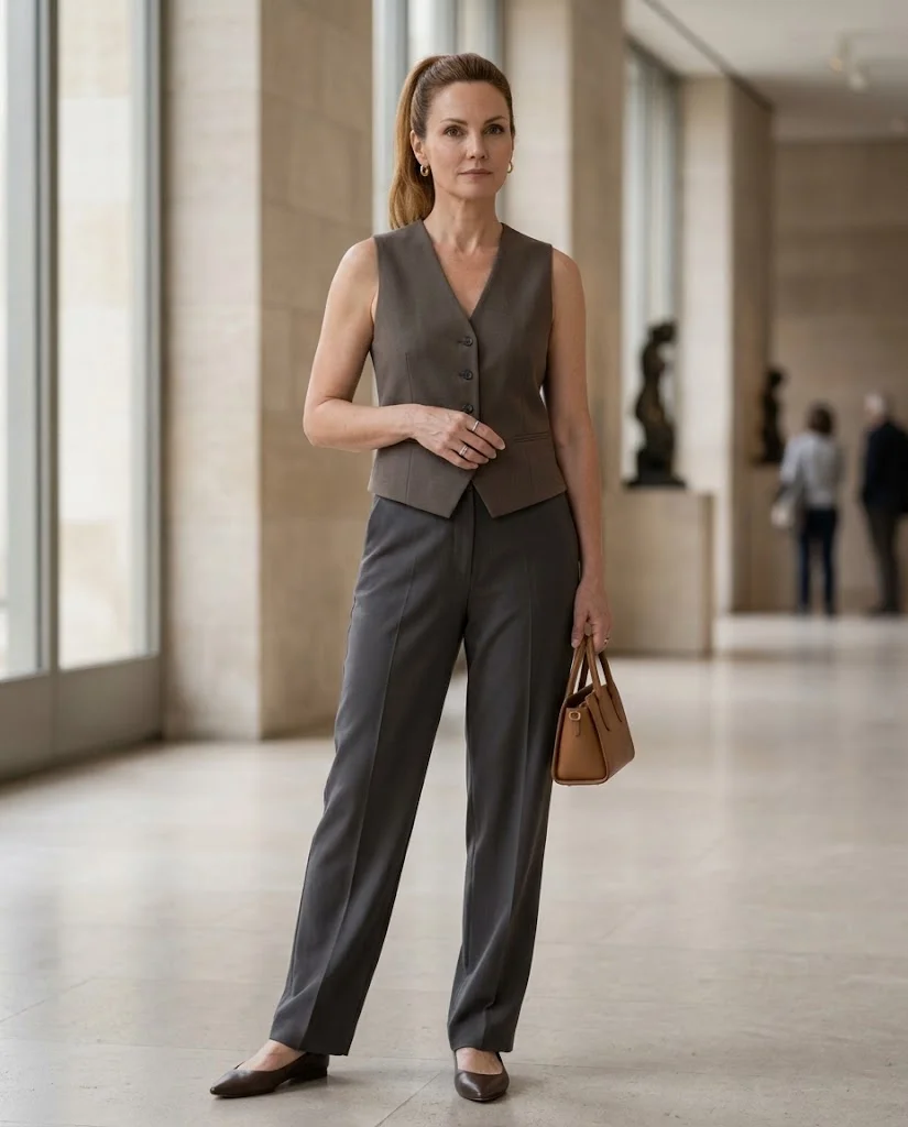 women wearing Tailored Vest With Relaxed Trousers