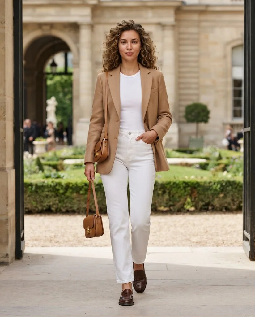women wearing White Jeans With a Lightweight Blazer