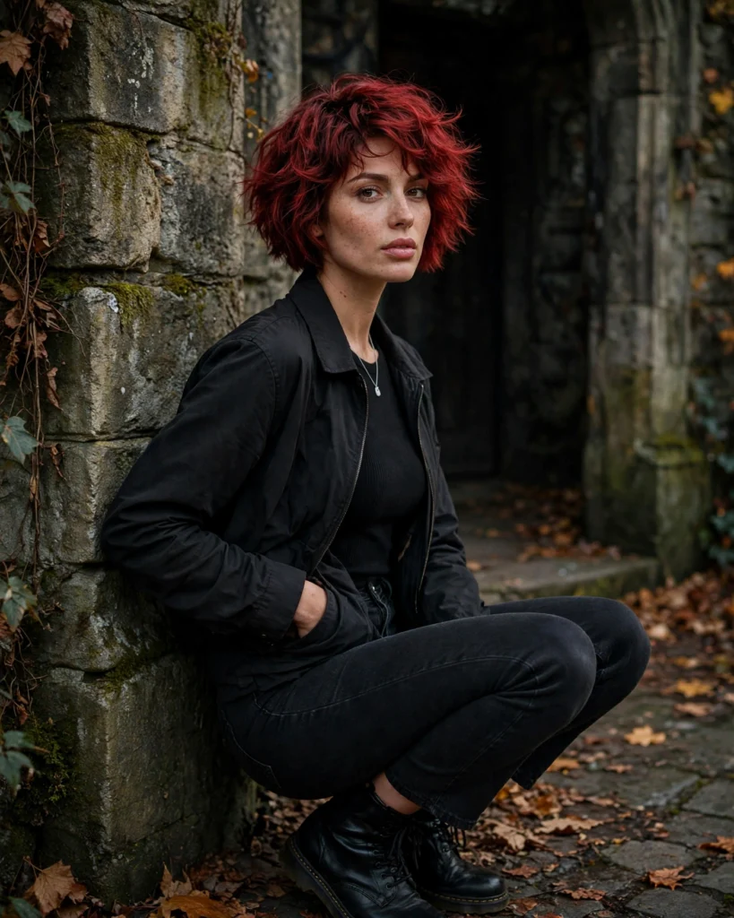 21 Haunted House Outfits for Women: Cute, Spooky & Comfortable Ideas 2 All-Black Outfit with Combat Boots Haunted House Outfit