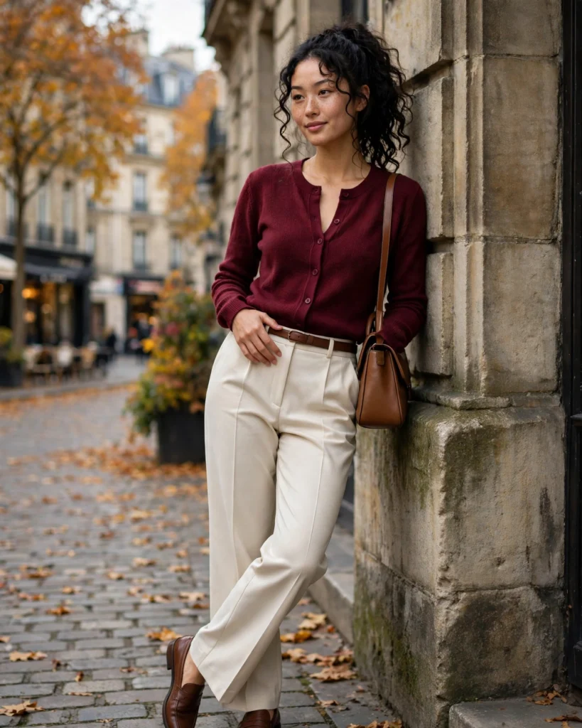 Cardigan with Tailored Trousers Simple Fall Outfit