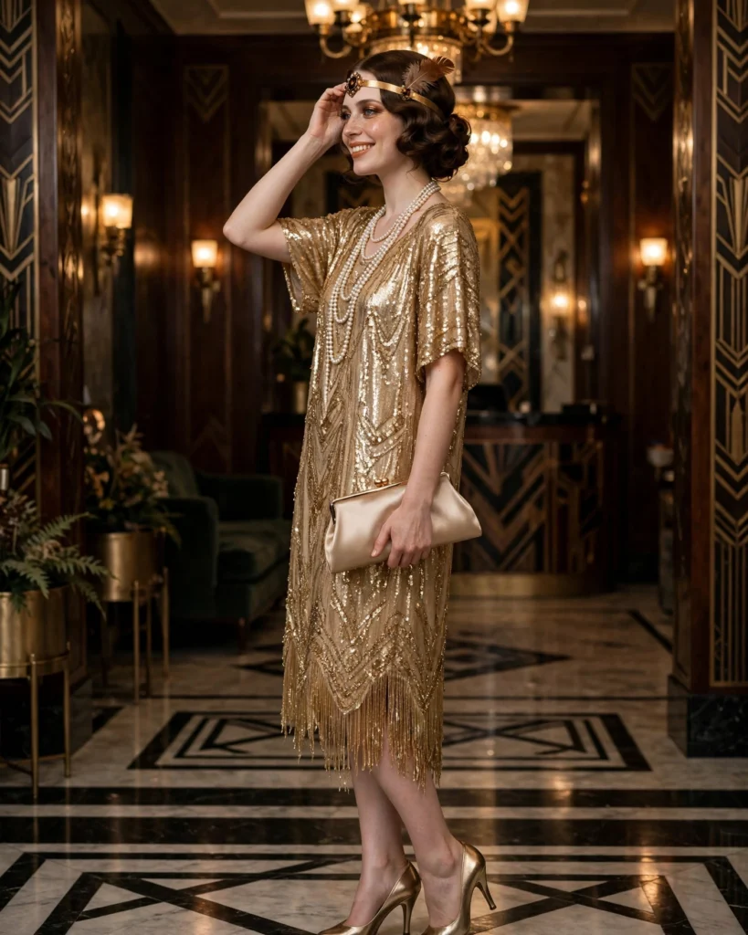 Gold Sequin Flapper Costume Flapper Halloween Costume