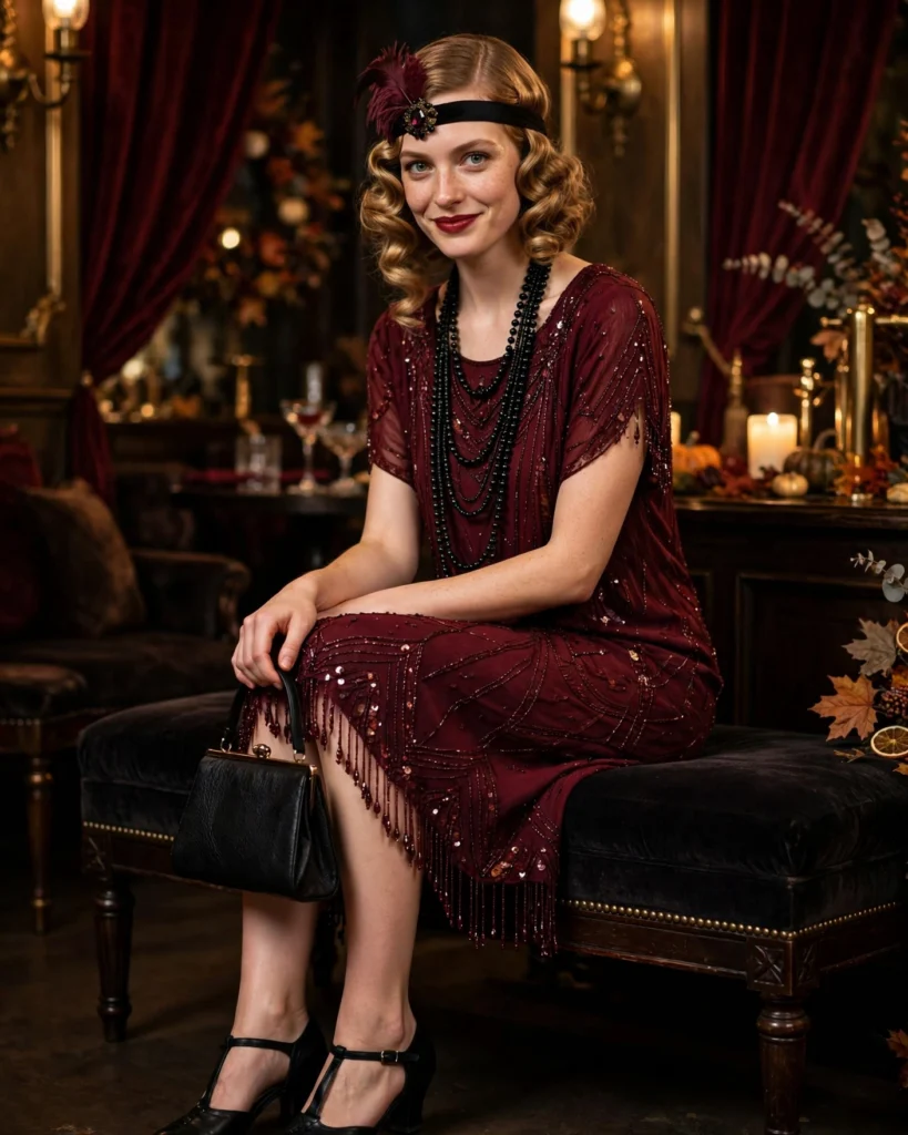 Burgundy Flapper Halloween Costume Flapper Halloween Costume