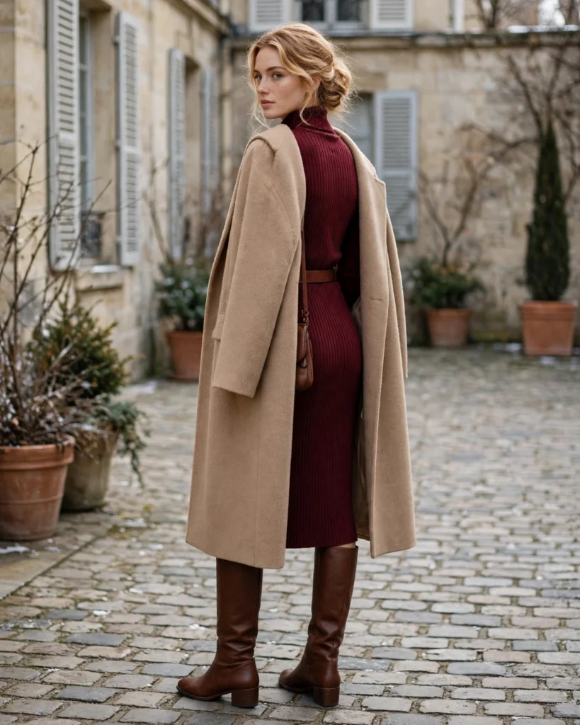 Sweater Dress with Knee-High Boots Fall to Winter Outfit