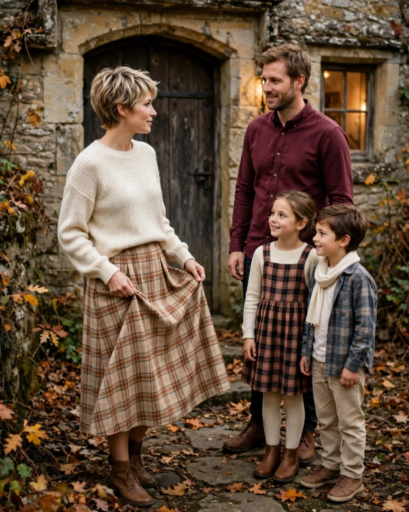 Classic Plaid with Solid Autumn Colors Fall Family Picture Outfit
