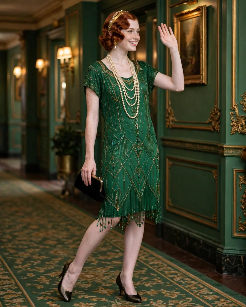 Emerald Green Flapper Costume Flapper Halloween Costume