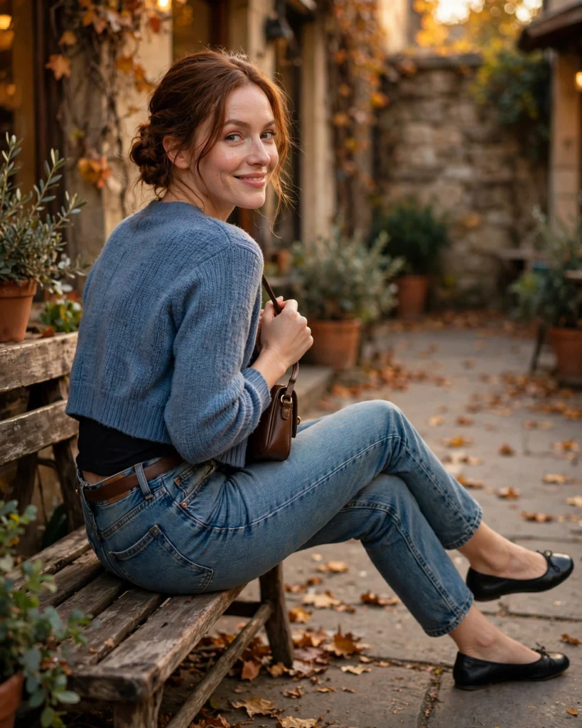 Mom Jeans with a Cropped Cardigan Fall Jeans Outfit
