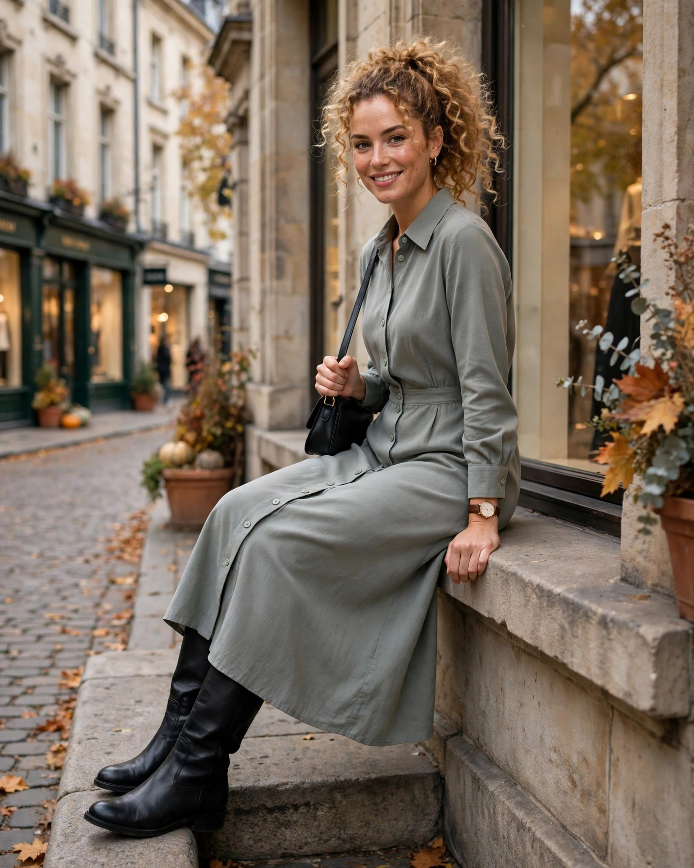 22 Classy Fall Outfits for Women: Elegant Looks to Wear This Season 6 Shirt Dress with Tall Boots Classy Fall Outfit