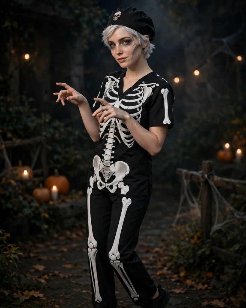 Skeleton Doctor Costume Scrub Halloween Costume