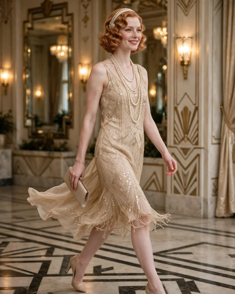 Champagne Beaded Flapper Costume Flapper Halloween Costume