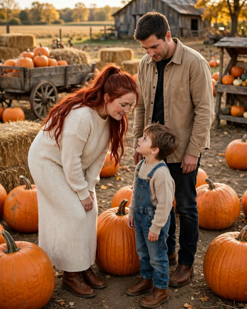 Matching Neutral Outfits for a Pumpkin Patch Fall Family Picture Outfit