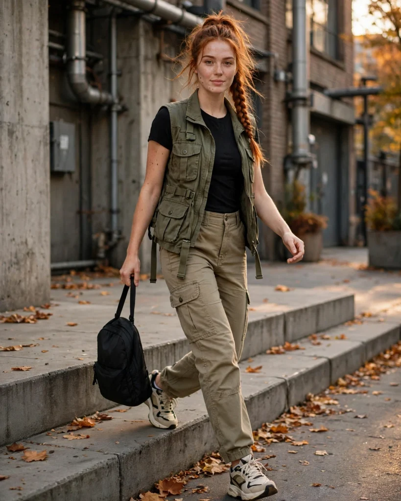 Utility Vest with Cargo Pants Fall Vest Outfit