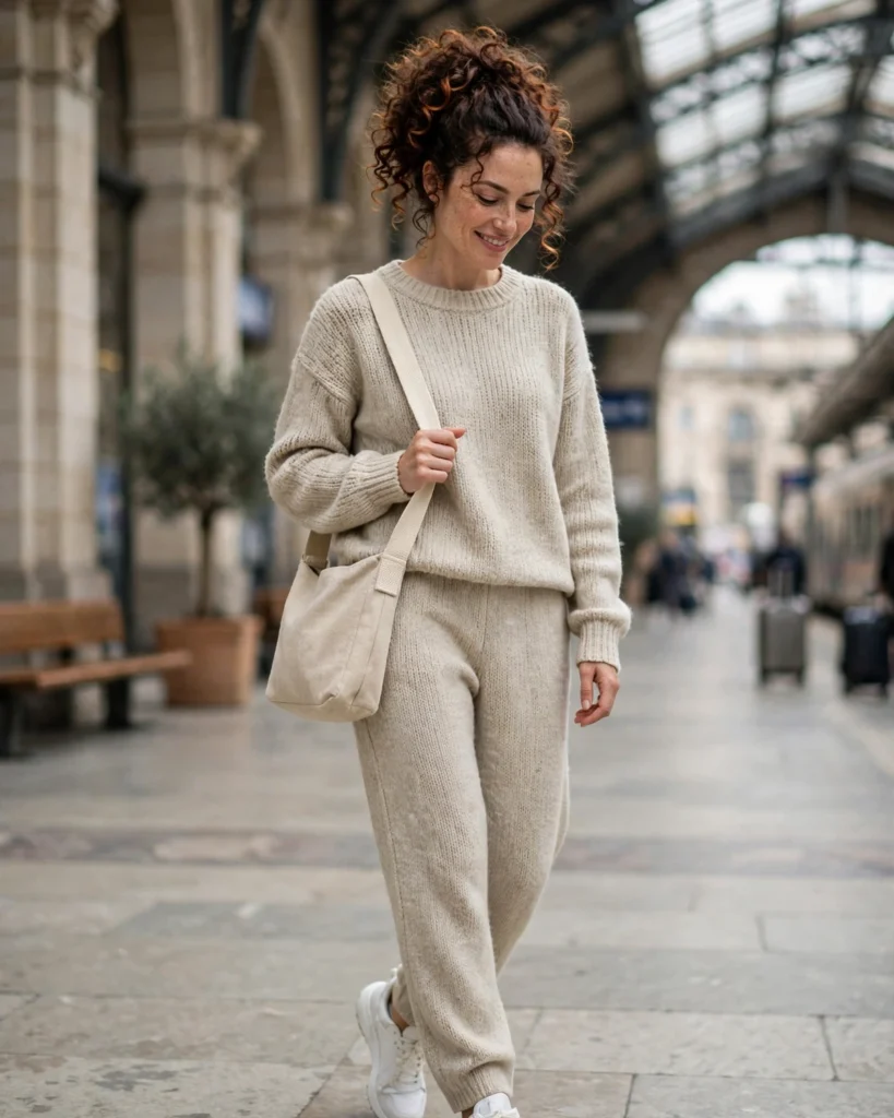Casual Knit Set with Sneakers Fall Outfit for Women in Their 30s