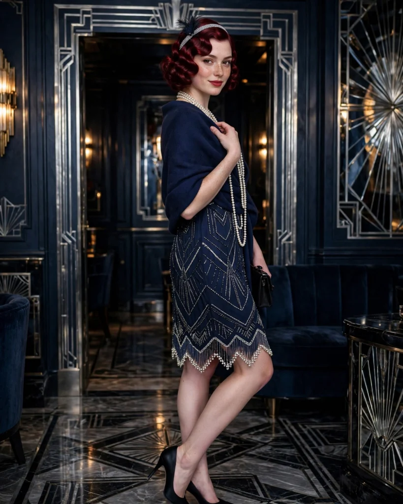Navy Blue Flapper Halloween Outfit Flapper Halloween Costume