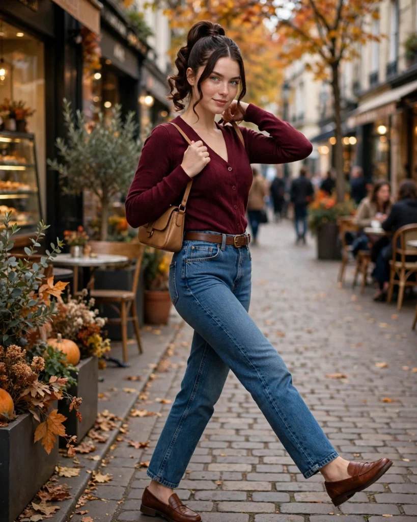 Cardigan Styled as a Top with Jeans Fall Sweater Outfit