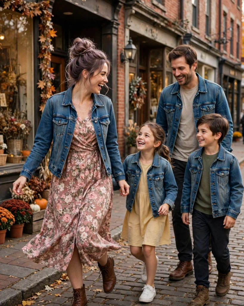 Family Outfits with Denim Jackets Fall Family Picture Outfit