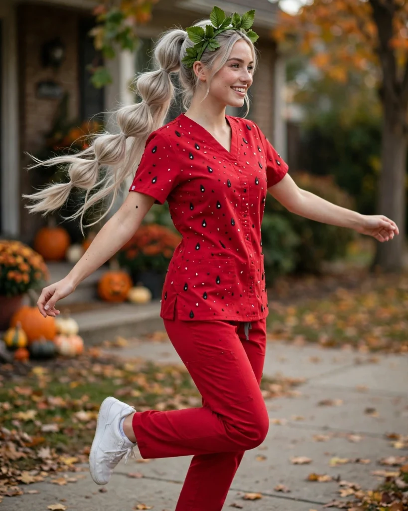 Strawberry-Inspired Scrub Costume Scrub Halloween Costume