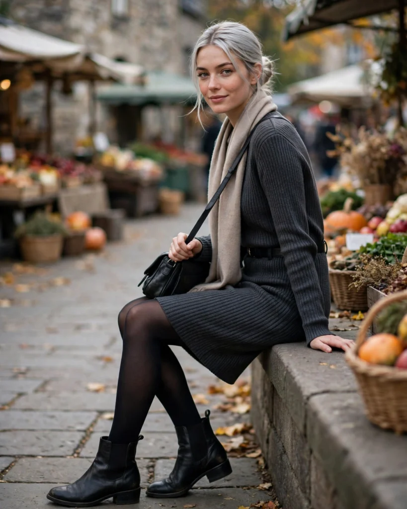 21 Fall Festival Outfits for Women: Cute & Chic Looks for Autumn 11 Sweater Dress with Ankle Boots Fall Festival Outfit